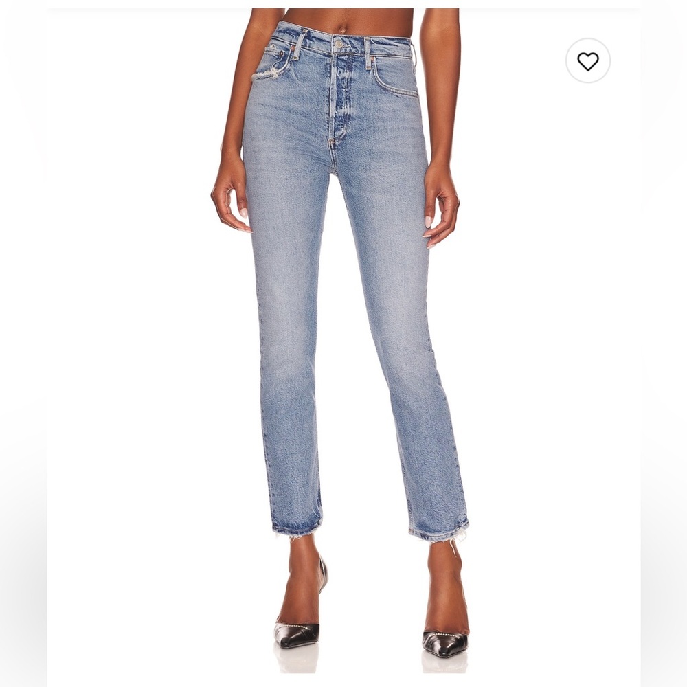 Agolde Riley Straight Leg Jeans in Light Blue